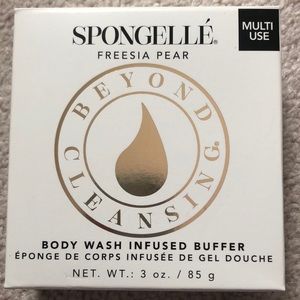 Body wash infused buffer Spongelle freesia pear